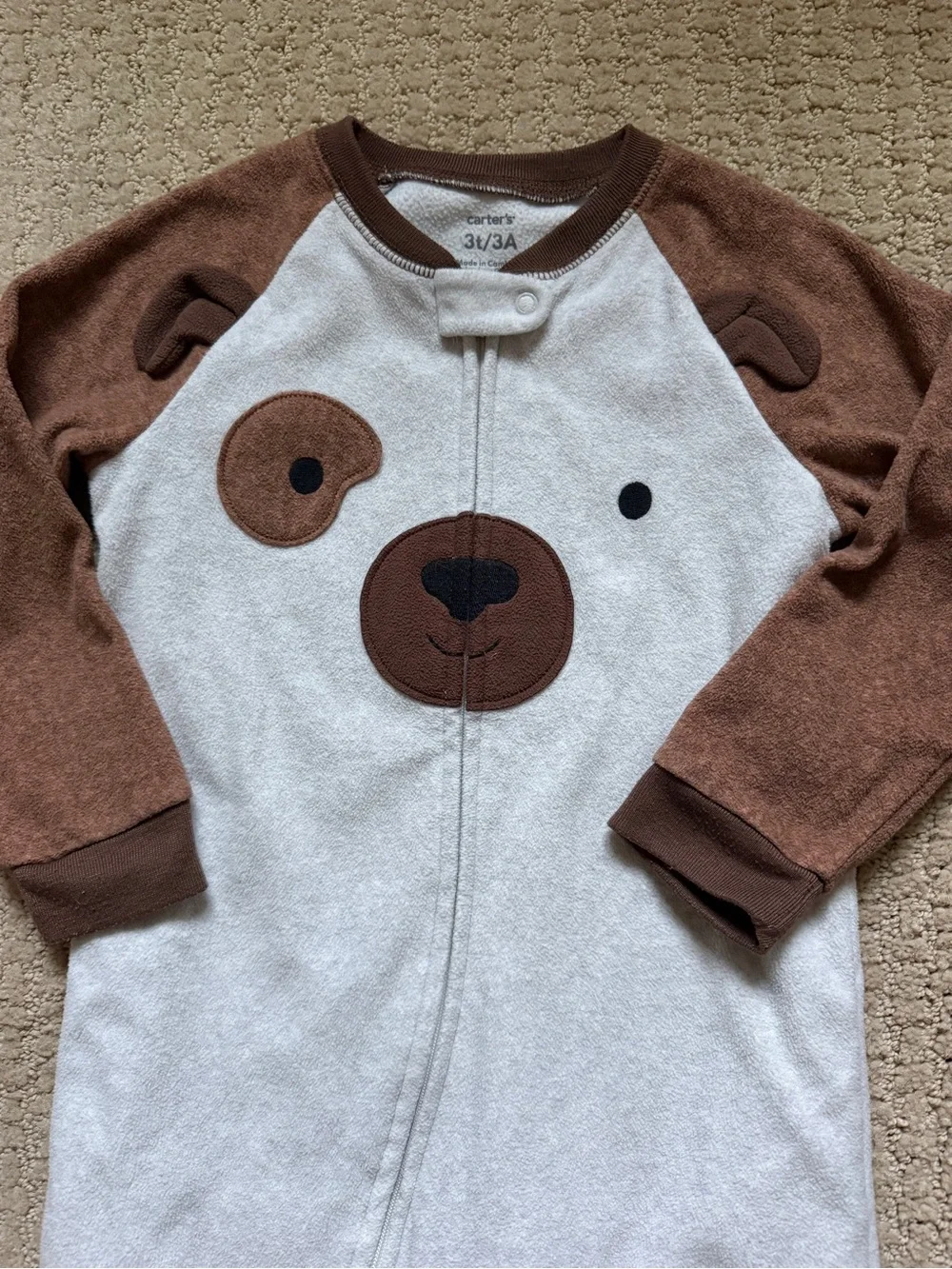 Carter’s Kids Brown & Green Holiday One-Piece Pajamas - Bear & Tree Designs